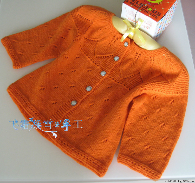 转载经典叶子女童圆肩开衫lt橘色gt201439编织博客