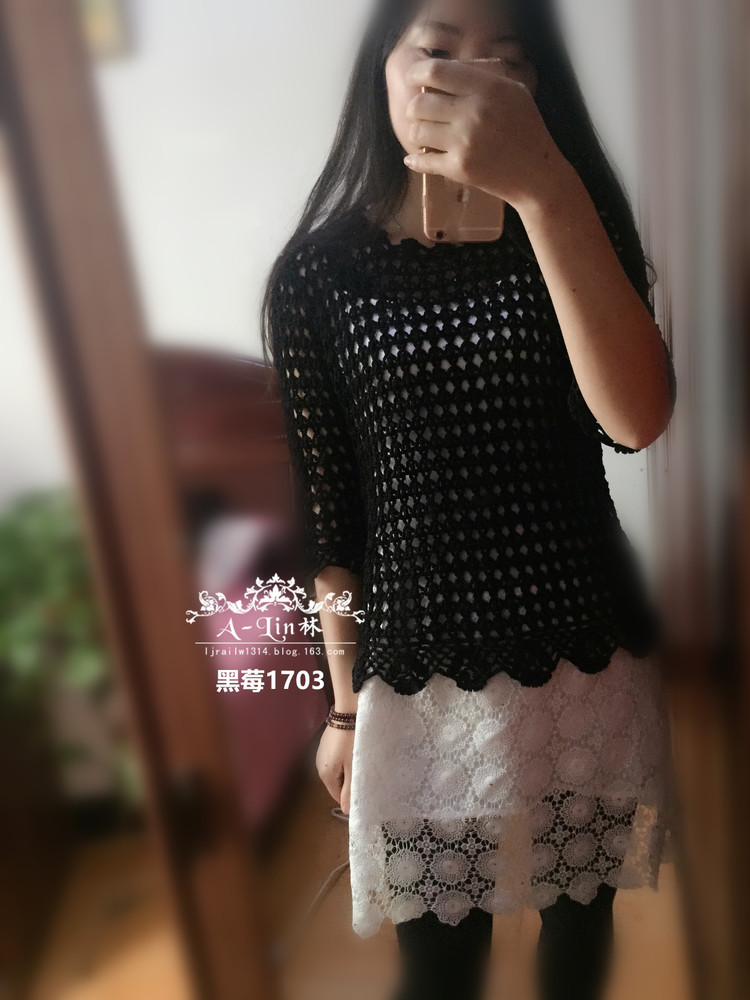 【A-Lin林】黑莓--中袖蕾丝钩衣1703 - A-Lin林 - A-Lin的手工博客